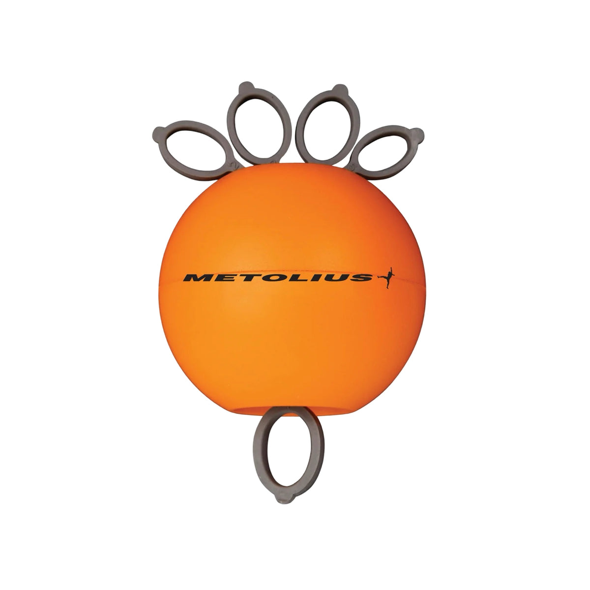 Metolius GripSaver Plus hard firmness, orange ball with grey finger loops, on white