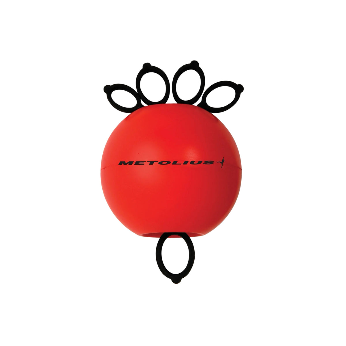 Metolius GripSaver Plus medium firmness, red ball with black finger loops, on white