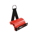 ArmSport WristMax eccentric wrist trainer, red handle with black strap and D-ring, three-quarter view on white