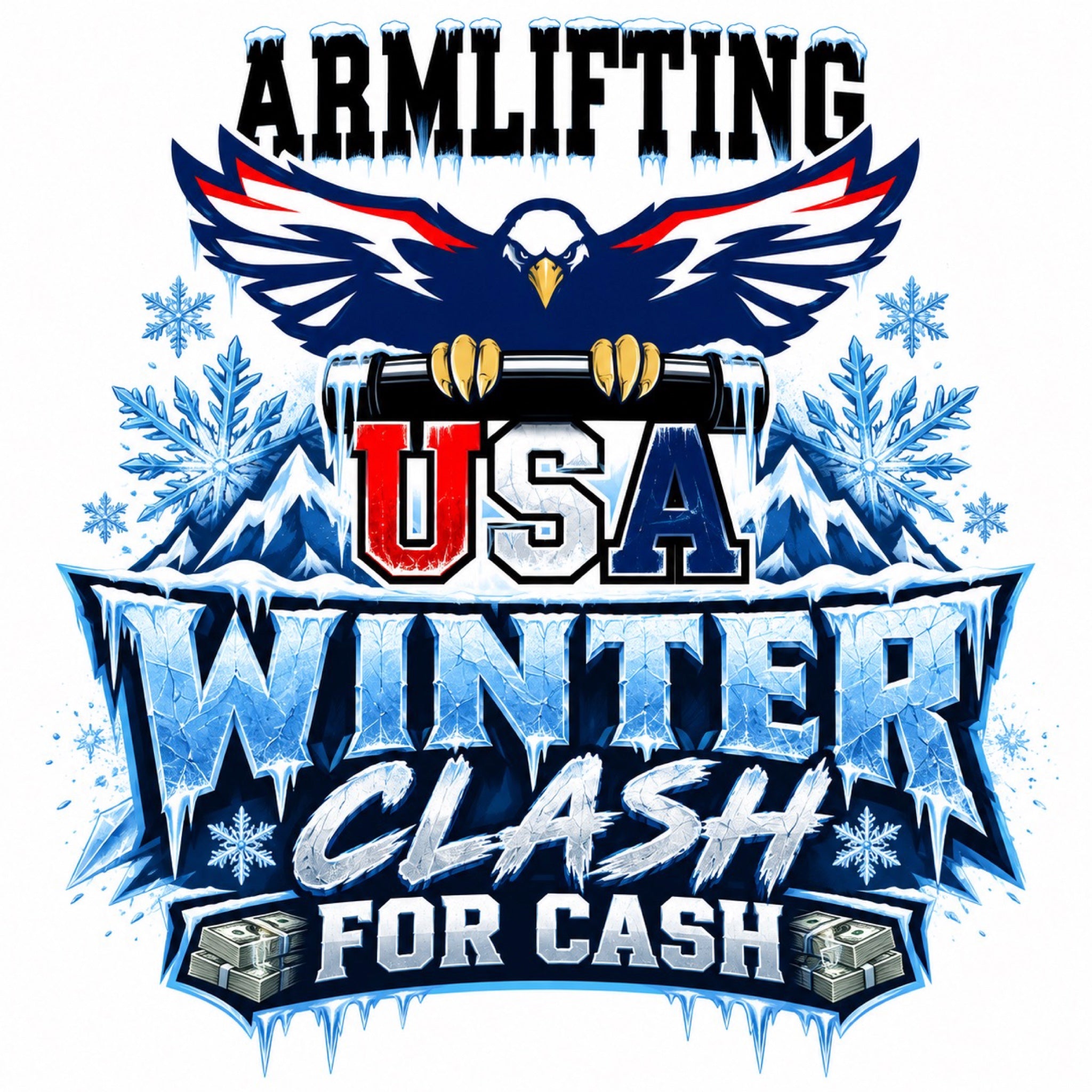 Armlifting USA Winter Clash for Cash 2026 event graphic, online grip contest November 15 to December 31.