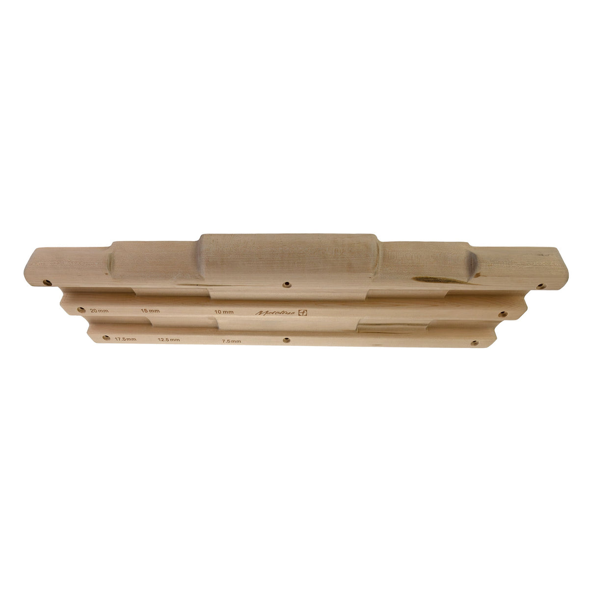 Top view of the Metolius Climber's Edge Board showing the 40 mm radius round sloper and 20 degree flat sloper