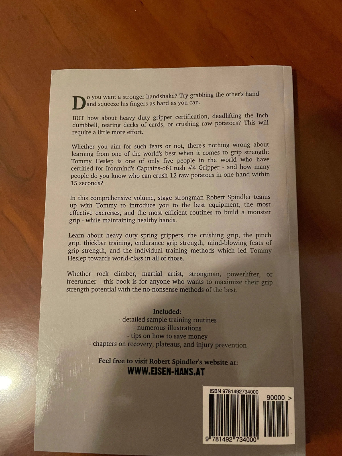 Back Cover of Grip Strength by Robert Spindler & Tommy Heslep.