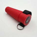 Arm wrestling hook training handle made from red plastic with chunky knurling and a metal core for strength, durability, and the ultimate hook training.